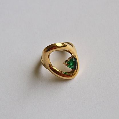 Green Gem Minimal Gold Ring – Elegant Women’s Ring size 18