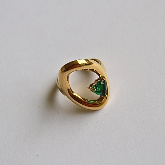 Green Gem Minimal Gold Ring – Elegant Women’s Ring size 18