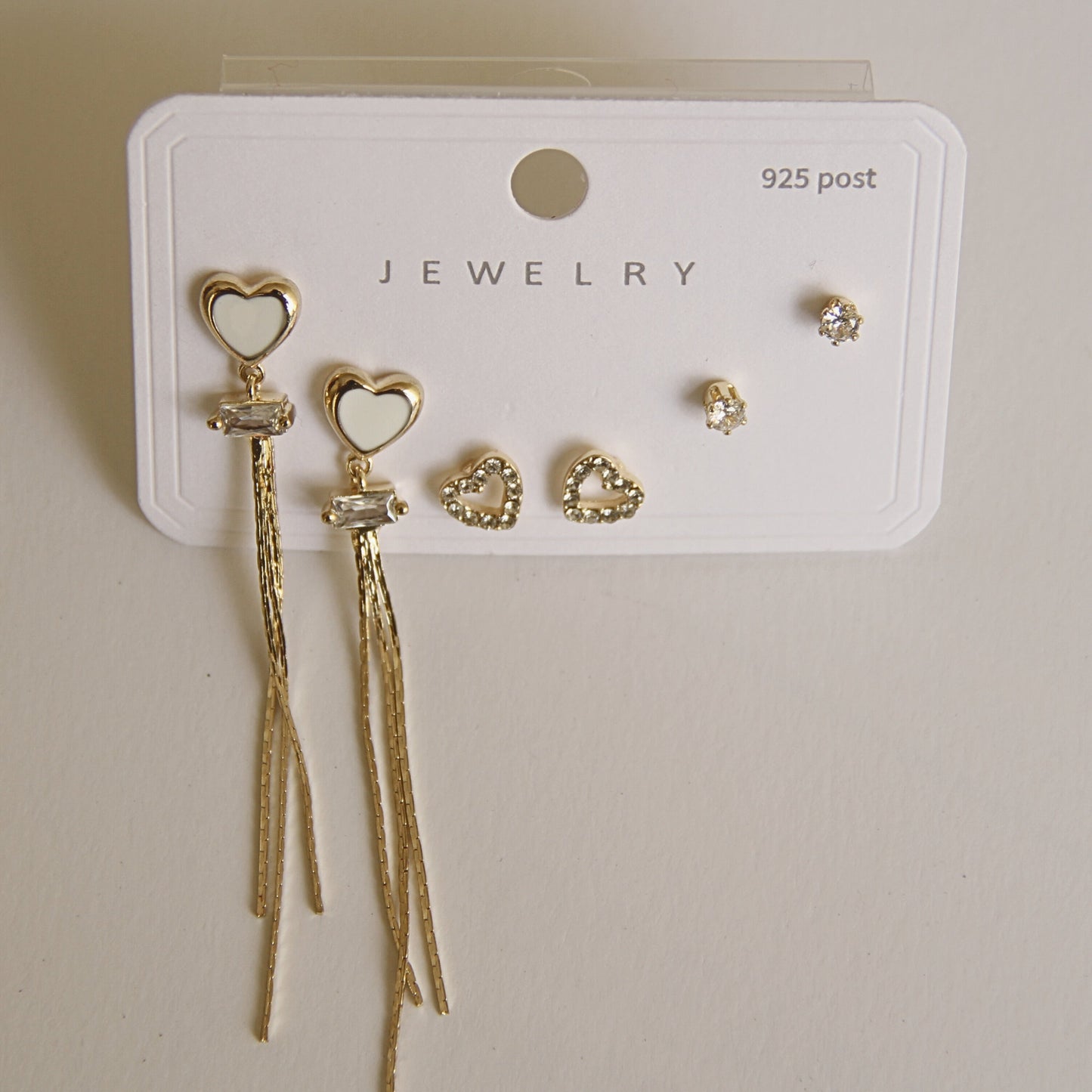 Romantic Heart & Dangle Earring Set (3 Pairs)