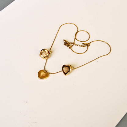 Romantic Heart Charm Necklace & Earring Set