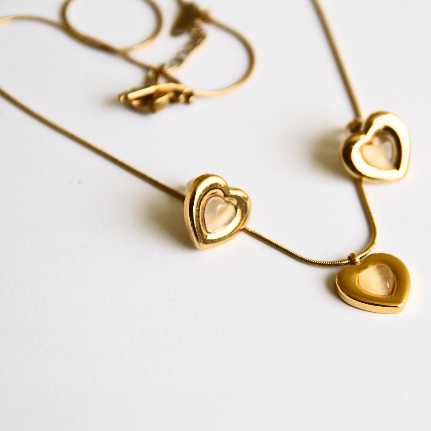 Romantic Heart Charm Necklace & Earring Set