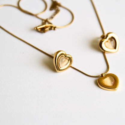 Romantic Heart Charm Necklace & Earring Set