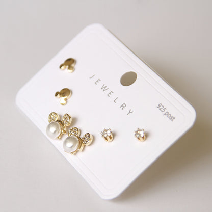 Mickey Mouse Inspired Stud Earring Set (3 Pairs)