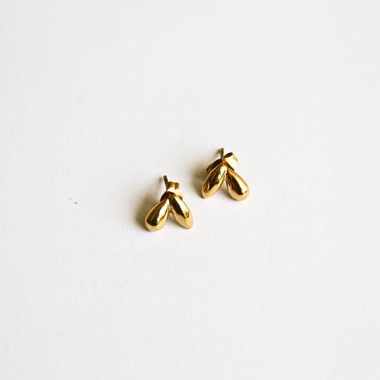 Everyday Wear Gold Leaf Stud Earrings