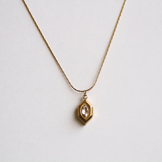 Vintage-Inspired Gold Tone & Marquise Cut Crystal Pendant Necklace