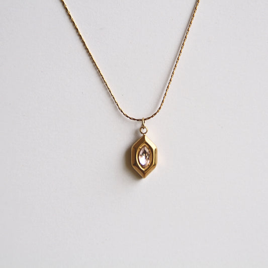 Vintage-Inspired Gold Tone & Marquise Cut Crystal Pendant Necklace