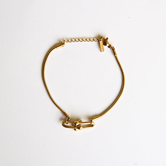 Sleek Gold-Tone U-Link Snake Chain Bracelet