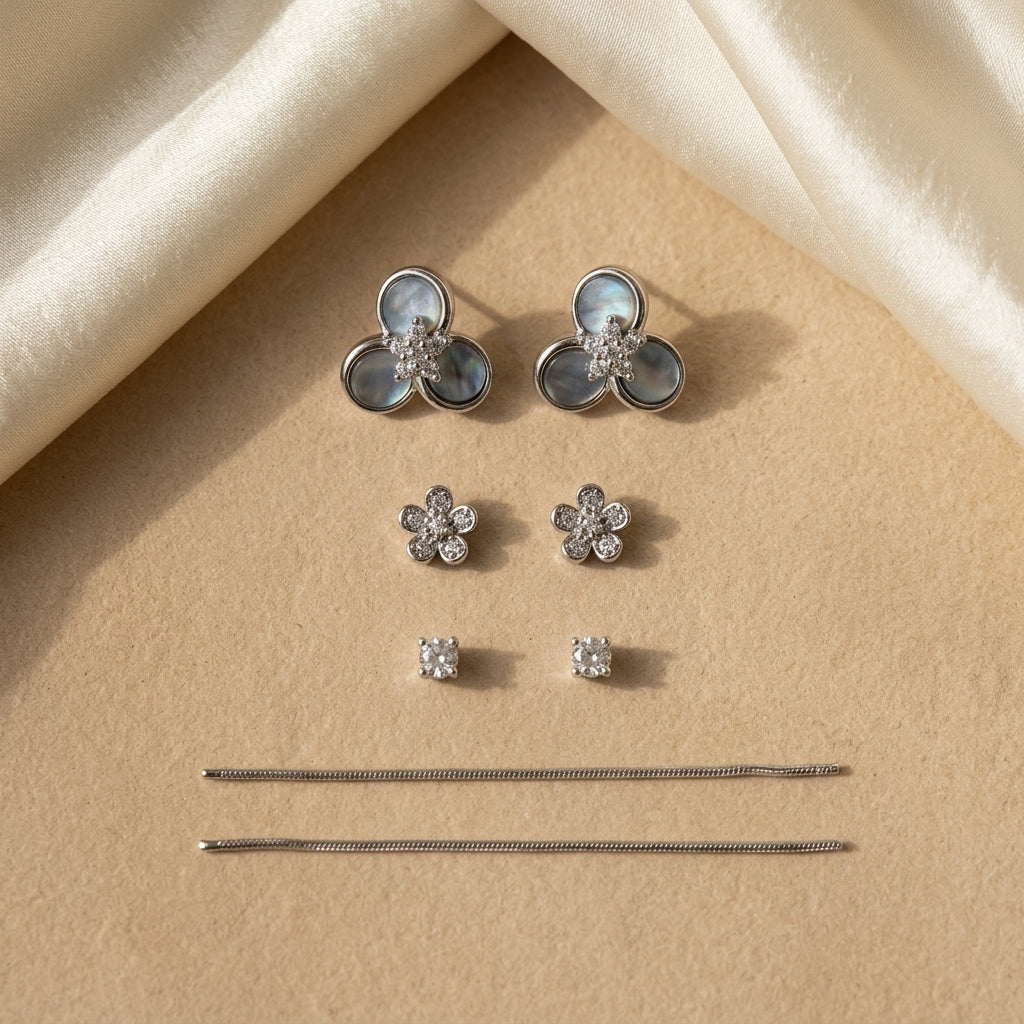 Silver Floral Cascade Drop Earrings – Anti-Tarnish & Hypoallergenic