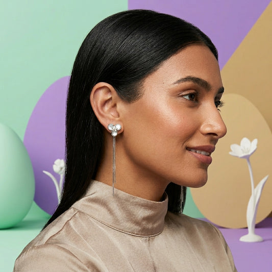 Silver Floral Cascade Drop Earrings – Anti-Tarnish & Hypoallergenic