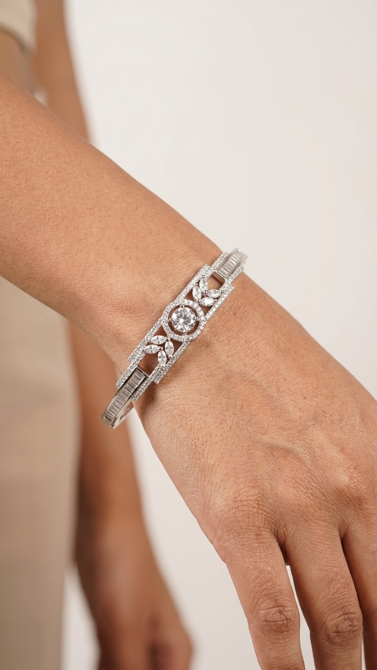 The "Ethereal Glow" Geometric American Diamond Bracelet