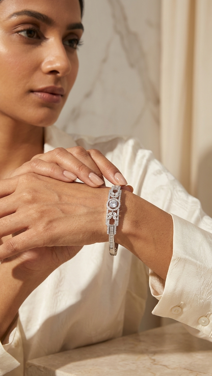 The "Ethereal Glow" Geometric American Diamond Bracelet