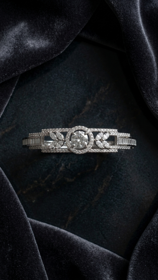 The "Ethereal Glow" Geometric American Diamond Bracelet