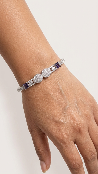 The "Amethyst Orbit" Dual-Disc American Diamond Bracelet