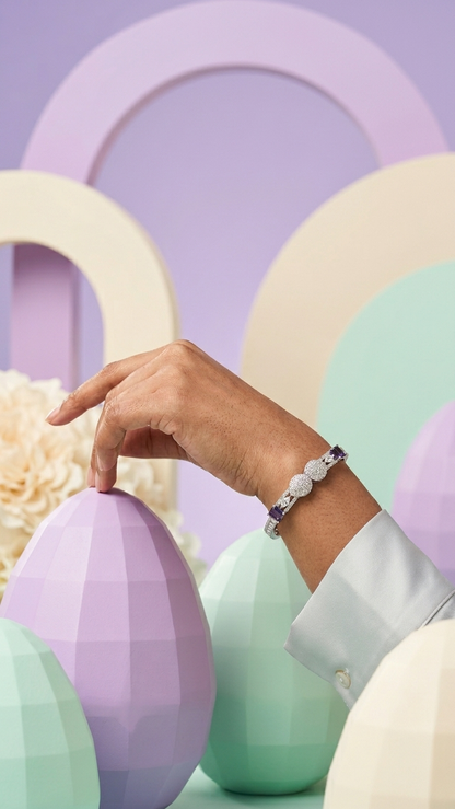 The "Amethyst Orbit" Dual-Disc American Diamond Bracelet
