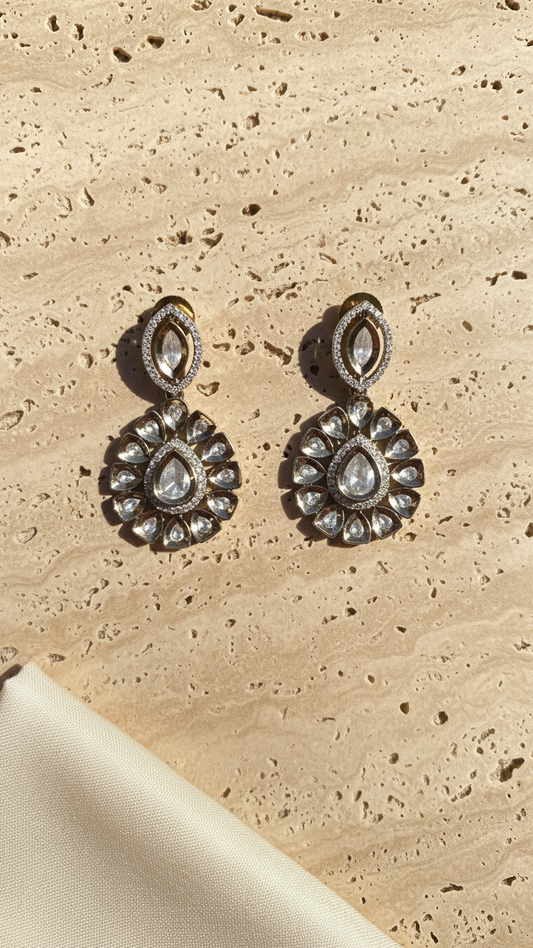 Gold-Tone Navy Pear AD Drops