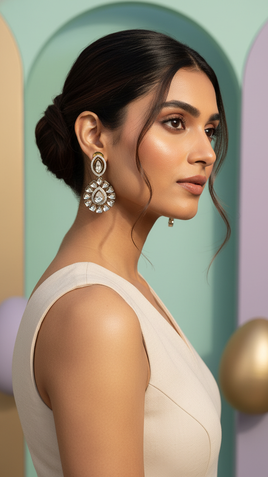 Gold-Tone Navy Pear AD Drops