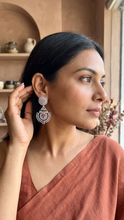 Drop AD Earrings – Silver Finish Festive Dangles