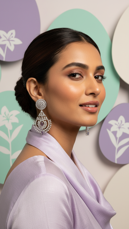 Drop AD Earrings – Silver Finish Festive Dangles