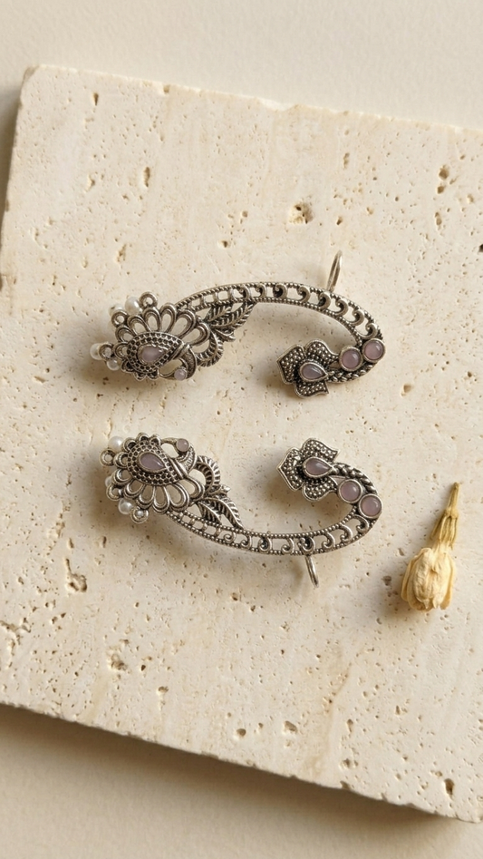 Heritage Oxidized Earcuff Pair in Lavender Accents
