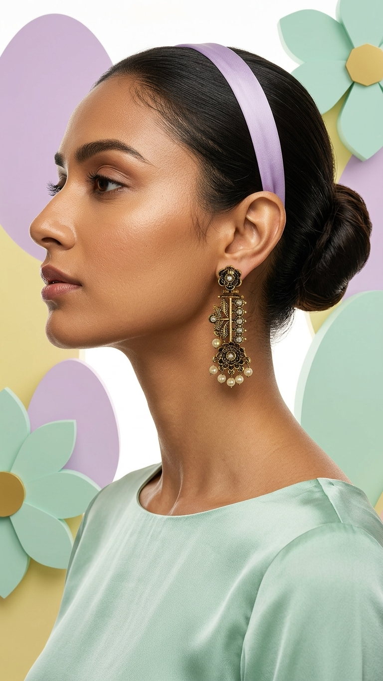 Gold-Toned Vintage Floral Earrings – NainNaksh Edit