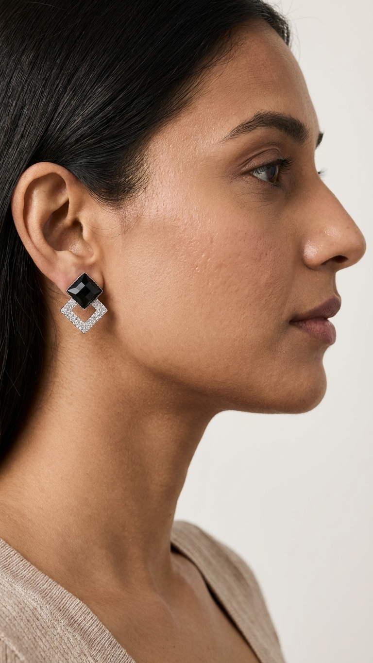 Sparkling Black Stone Party Studs