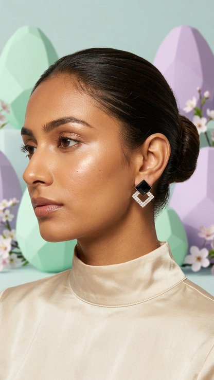 Sparkling Black Stone Party Studs