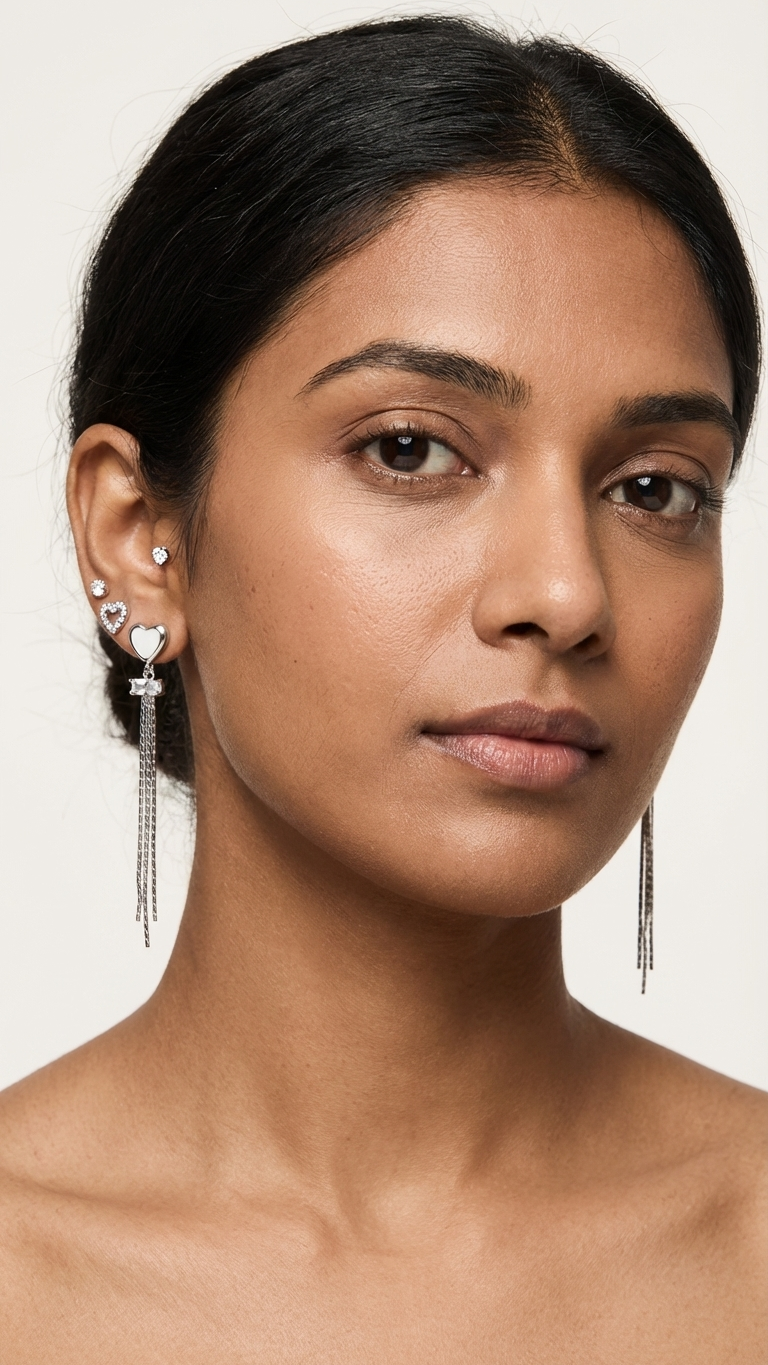 Romantic Heart & Dangle Earring Set (3 Pairs)