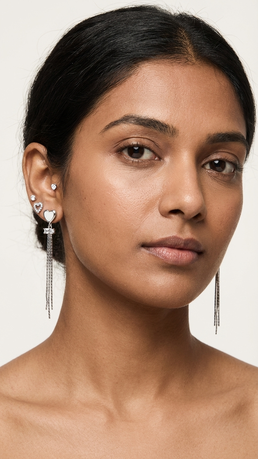 Romantic Heart & Dangle Earring Set (3 Pairs)