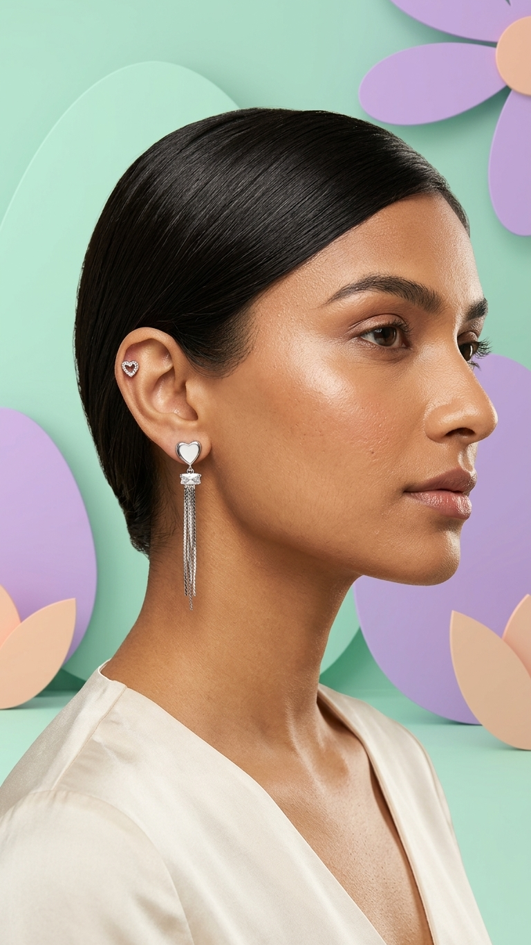Romantic Heart & Dangle Earring Set (3 Pairs)