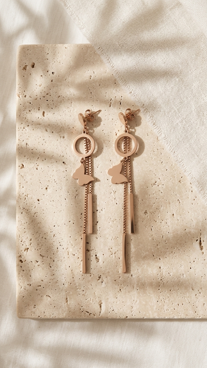 Minimal Butterfly Chain Drop Earrings