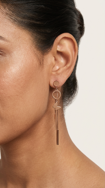 Minimal Butterfly Chain Drop Earrings