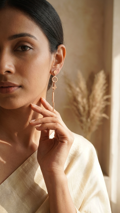 Minimal Butterfly Chain Drop Earrings