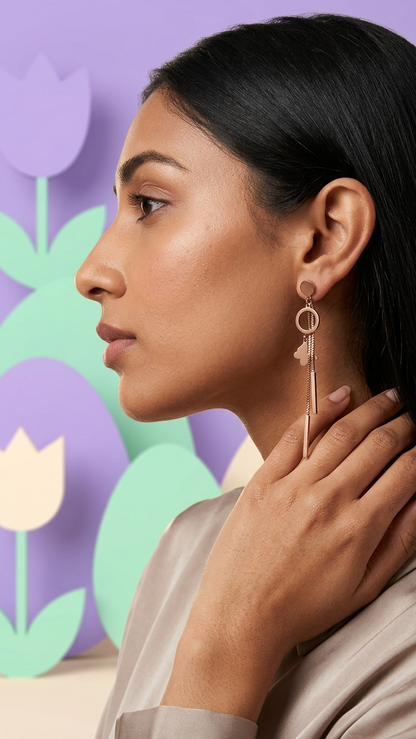 Minimal Butterfly Chain Drop Earrings