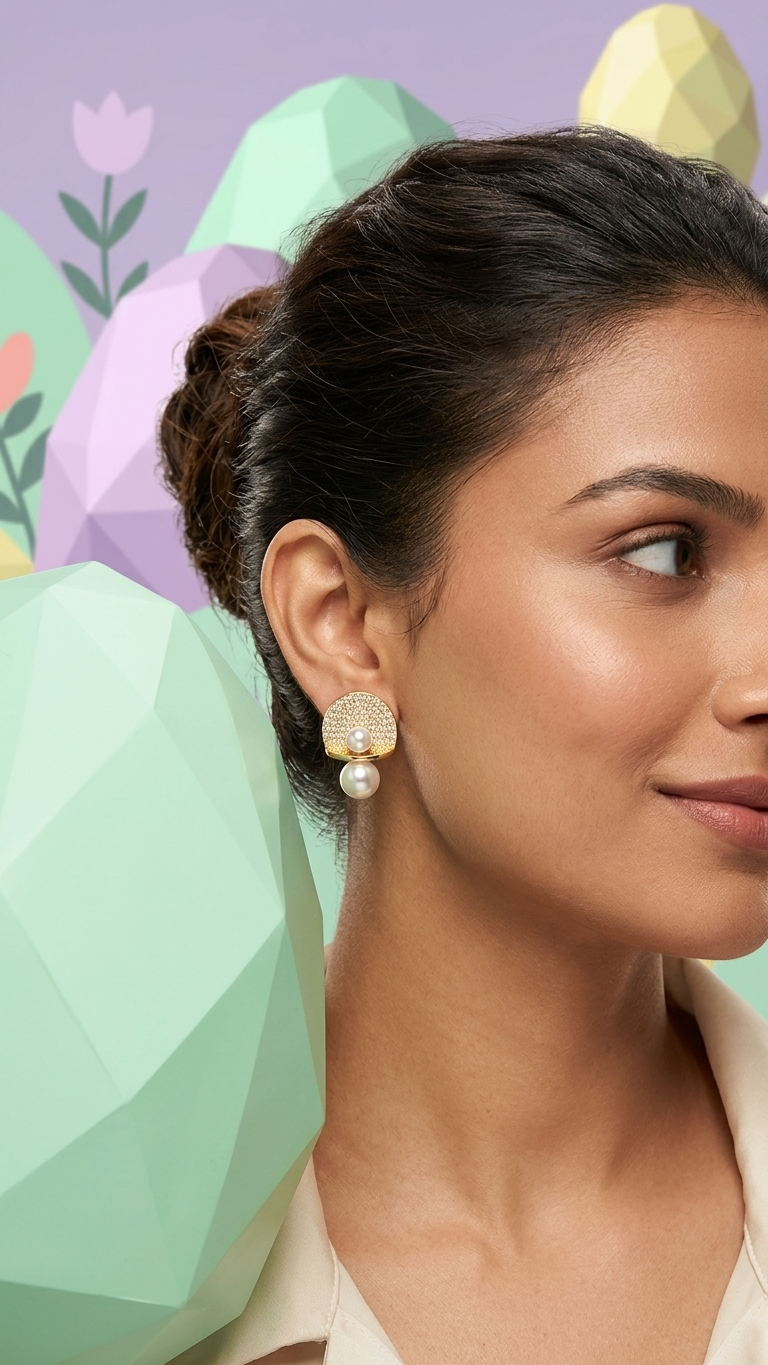 Minimalist Gold & Pearl Statement Earrings