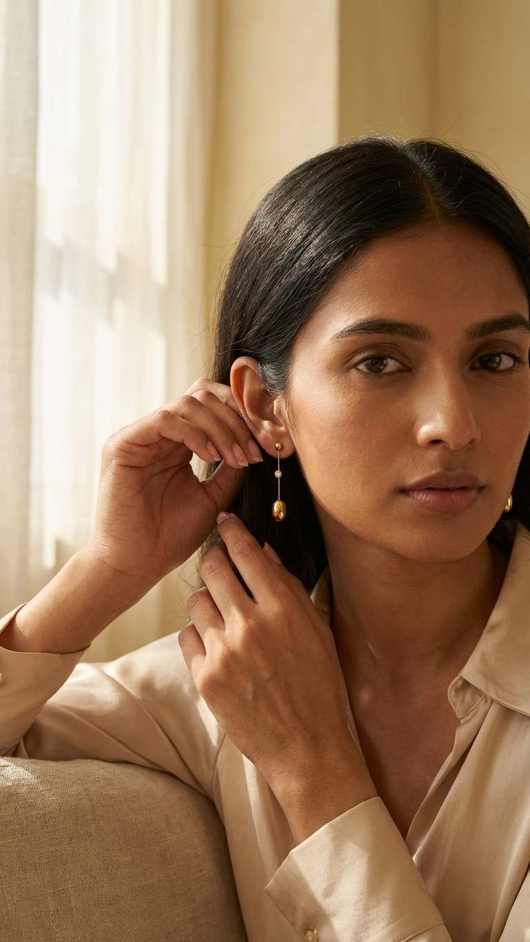 Sleek Gold Drop Dangles