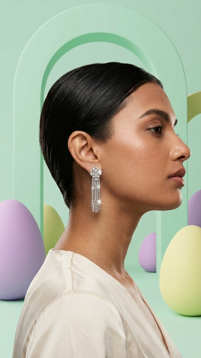Glam Night Silver Tassel Earrings