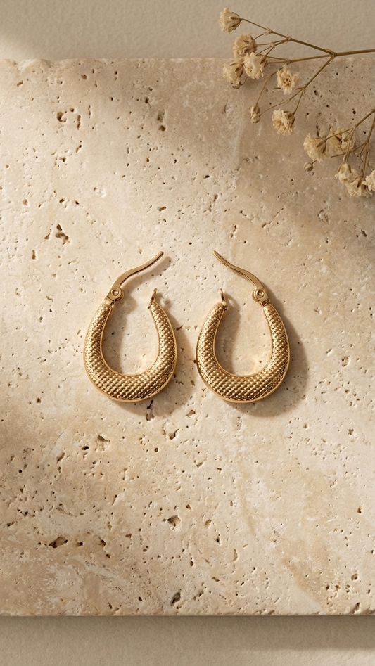 Vintage-Inspired Gold Hoops with Rope Detailing