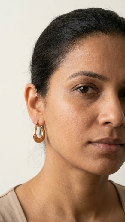 Vintage-Inspired Gold Hoops with Rope Detailing