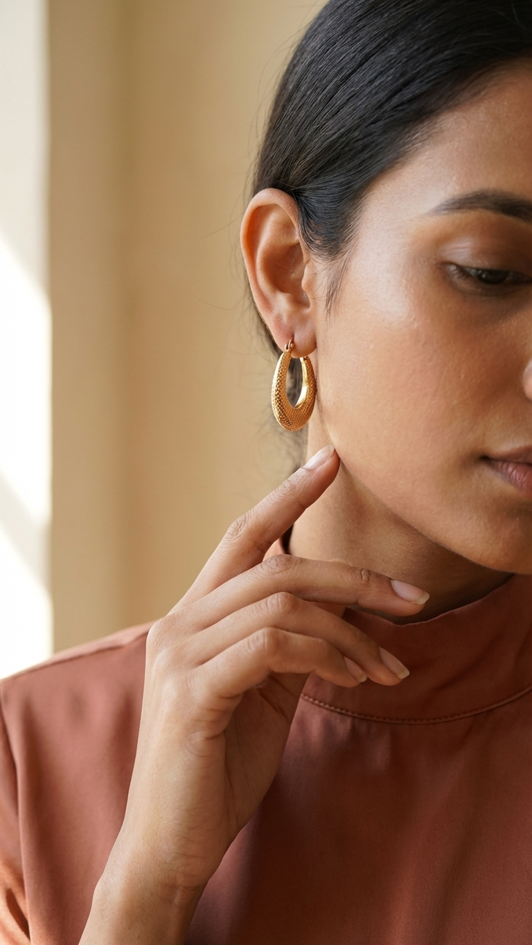 Vintage-Inspired Gold Hoops with Rope Detailing