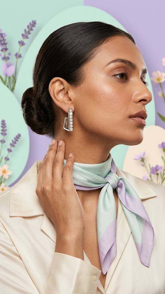 Linear Silver Stud Hoops Modern Edge Earrings