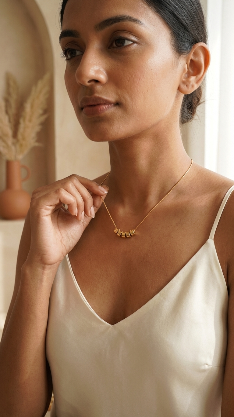 Delicate Gold Tone Beaded Necklace