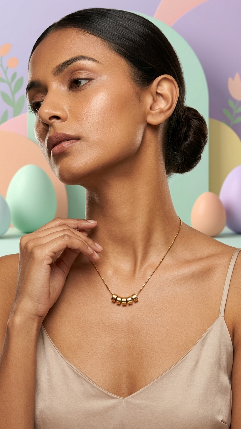 Delicate Gold Tone Beaded Necklace