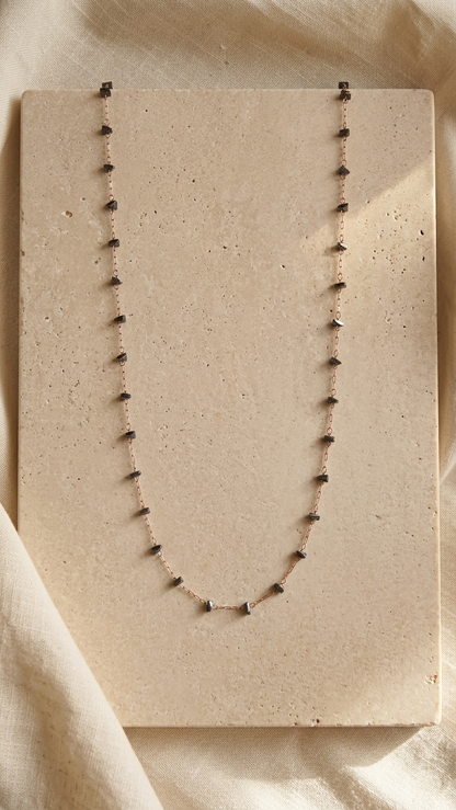 Minimalist Black stone Beaded Chain Necklace