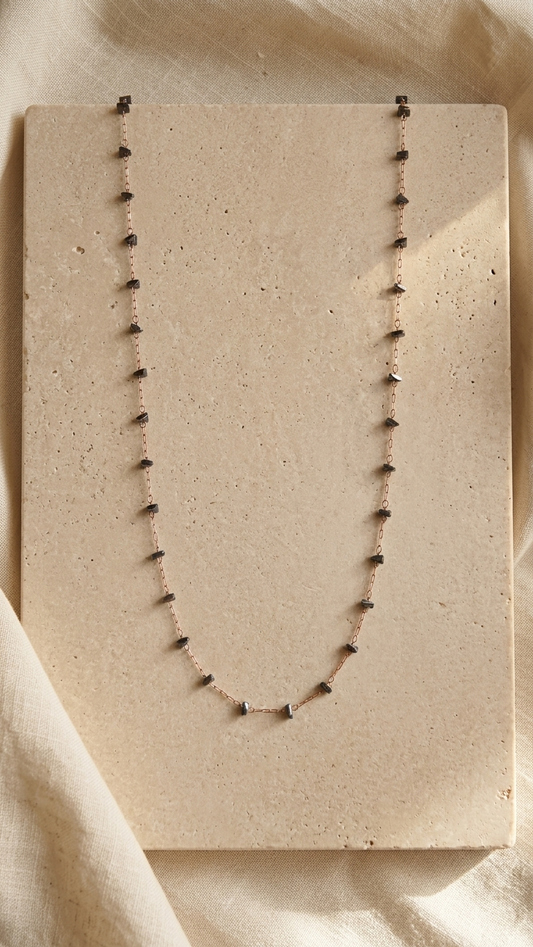 Minimalist Black stone Beaded Chain Necklace