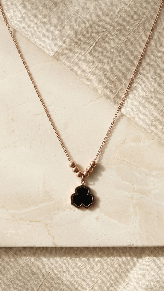 Minimalist Clover Design Pendant Necklace with Beaded Detail