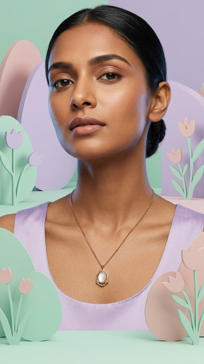 Vintage-Inspired Rose Gold Tone & Mother-of-Pearl Pendant Necklace