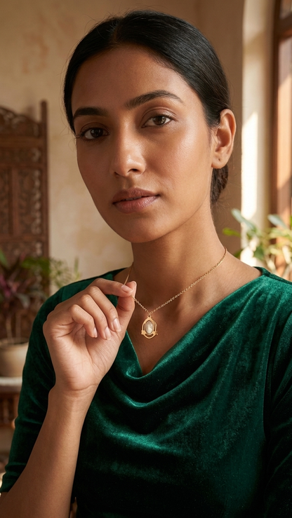 Vintage-Inspired Rose Gold Tone & Mother-of-Pearl Pendant Necklace