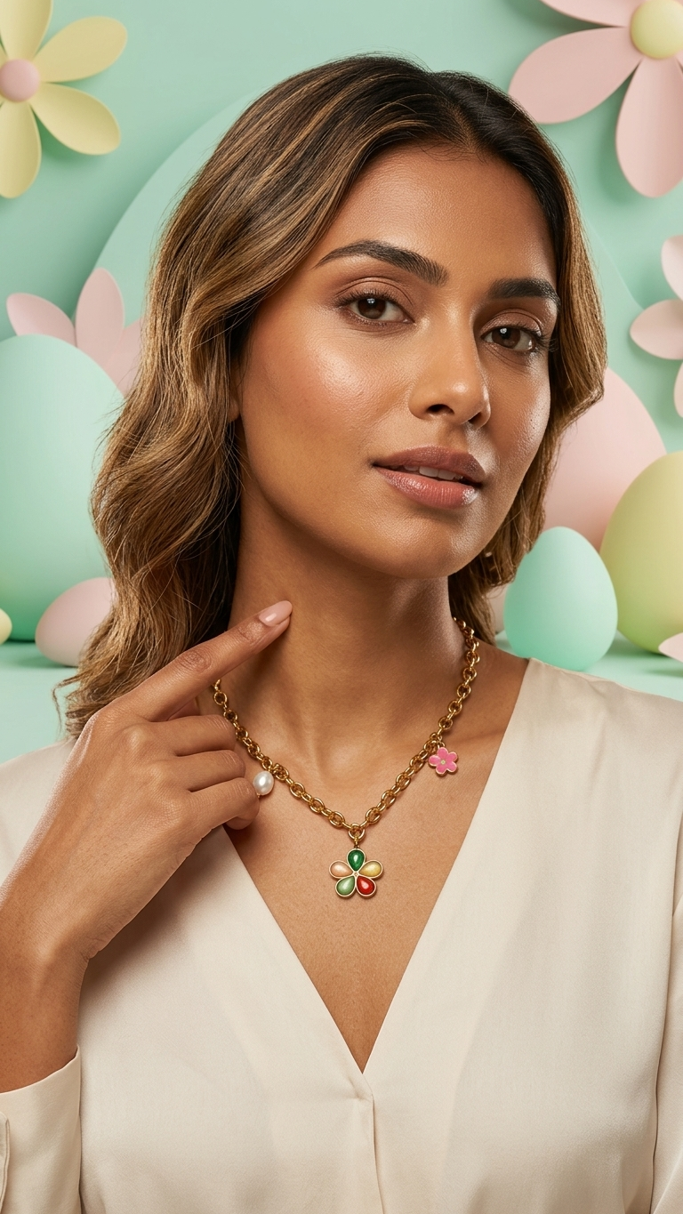 Gold Tone Multicolor Whimsical Charm Necklace
