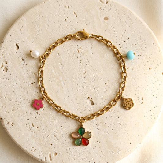 Gold Tone Multicolor Whimsical Charm Necklace