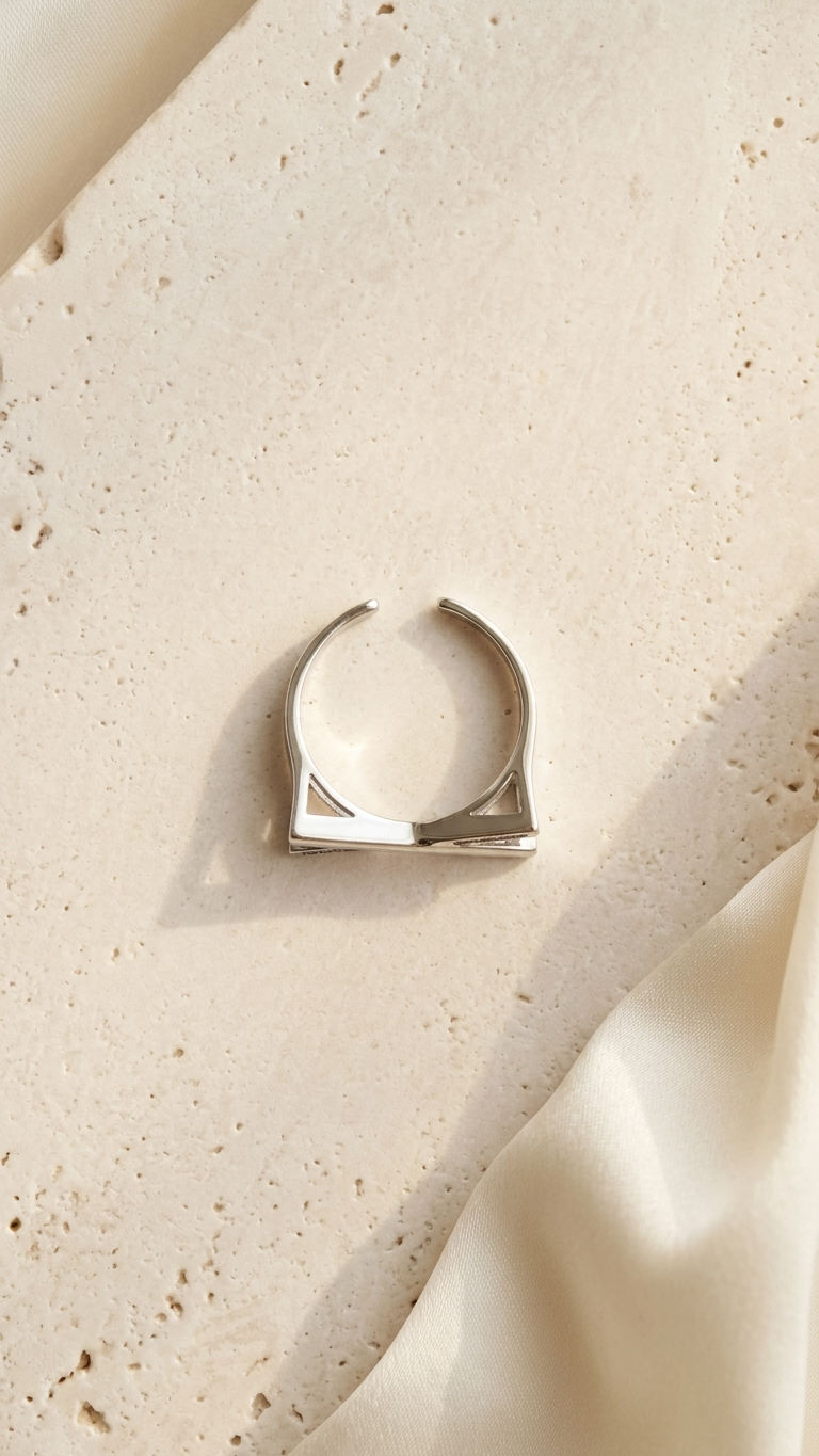 Adjustable Silver Plated X Ring with Stones